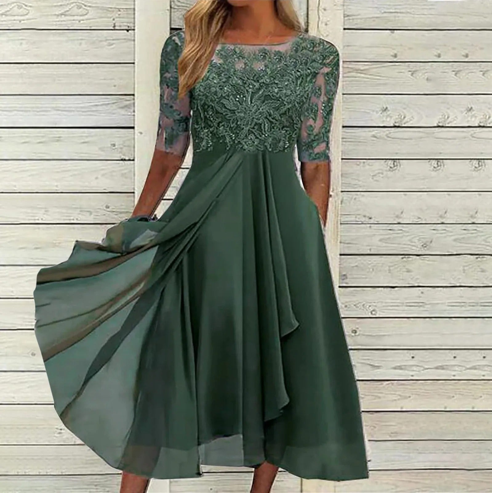 Elegant Lace Midi Dress