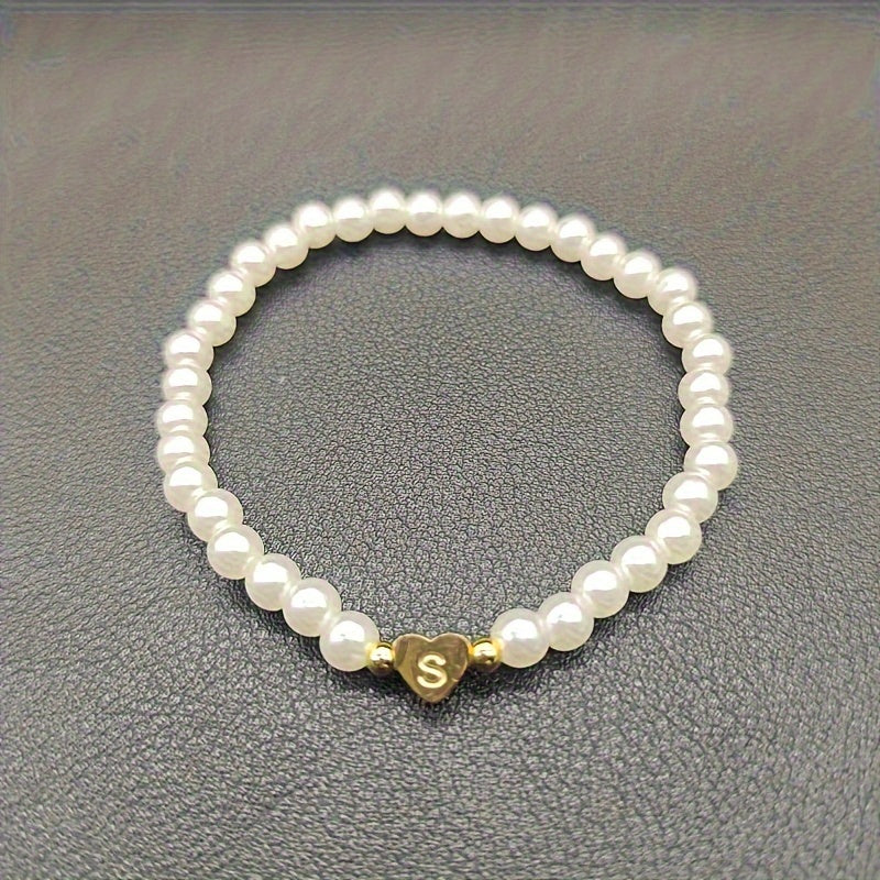 Chic Bracelet with Heart Initial A to Z