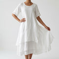 Round Neck Midi Dress with Tiered Hem
