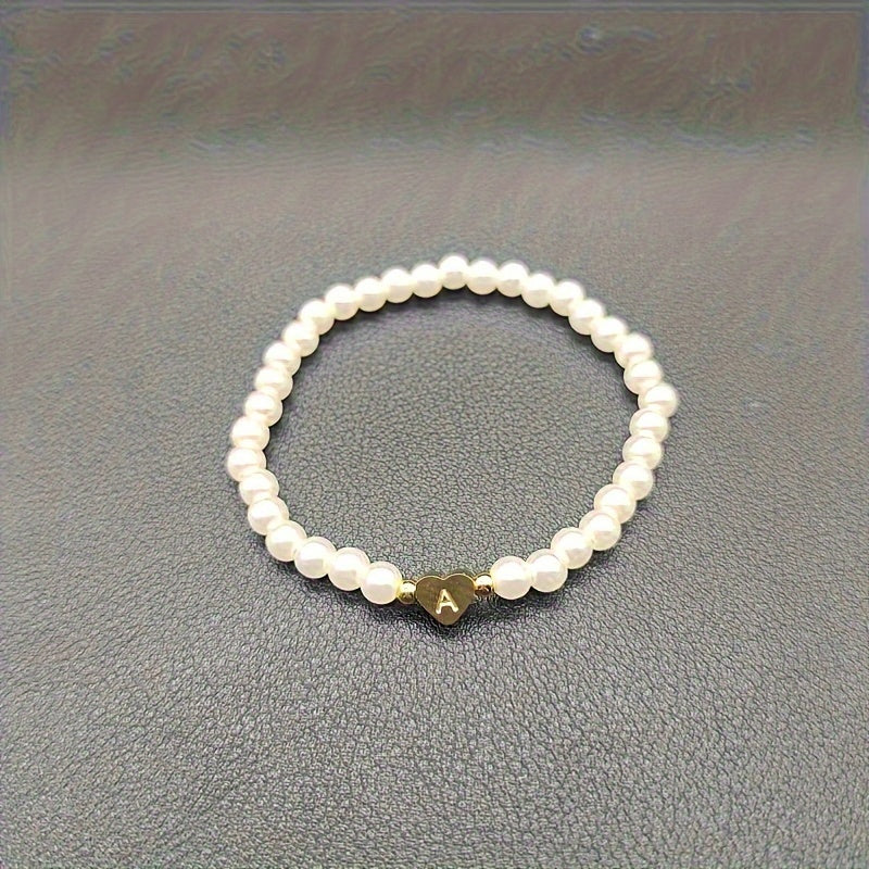 Chic Bracelet with Heart Initial A to Z