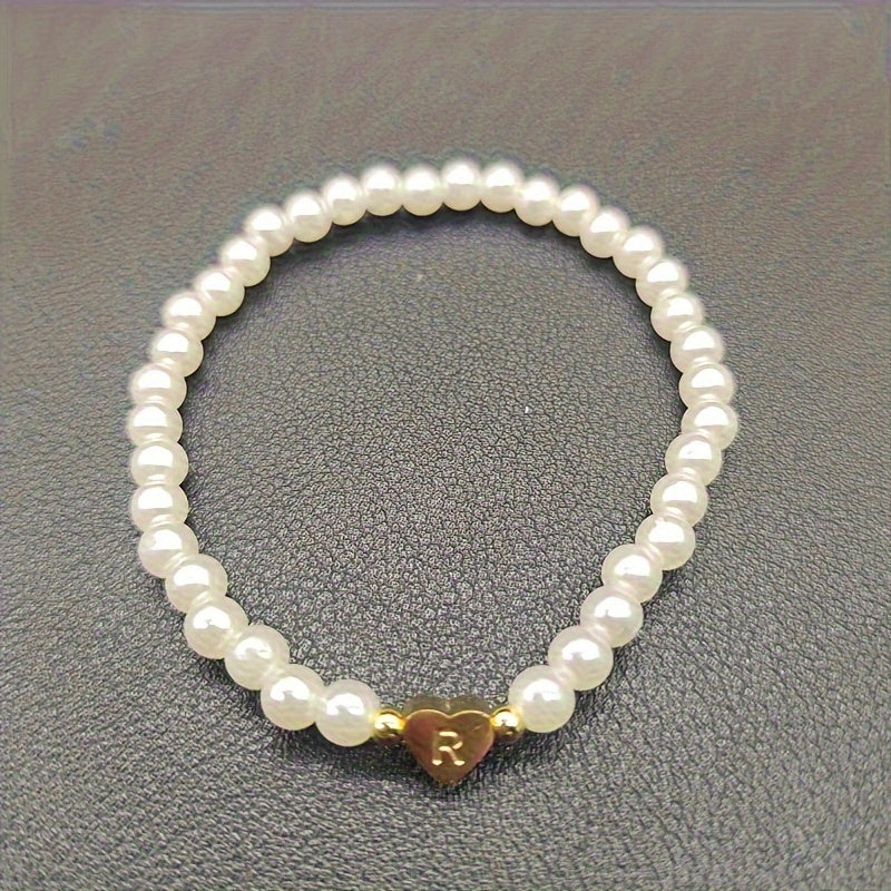 Chic Bracelet with Heart Initial A to Z