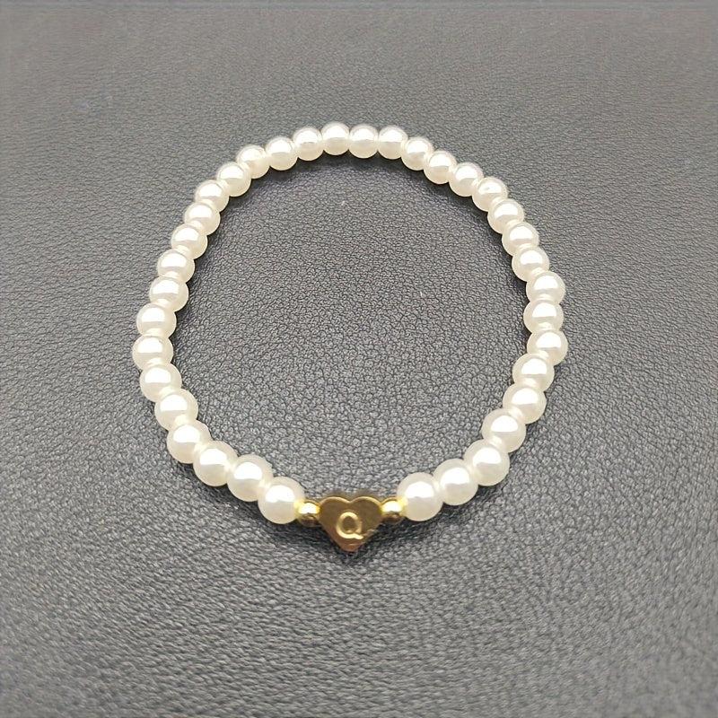 Chic Bracelet with Heart Initial A to Z