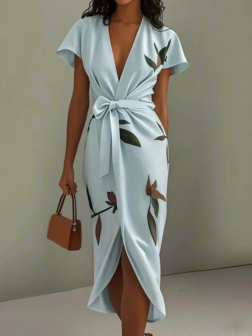 Elegant Wrap Dress with Floral Pattern