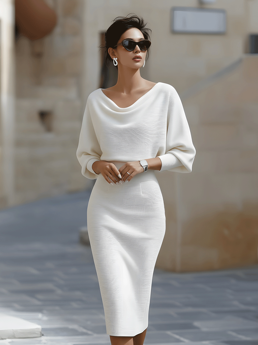 Elegant Timeless Draped Midi Dress