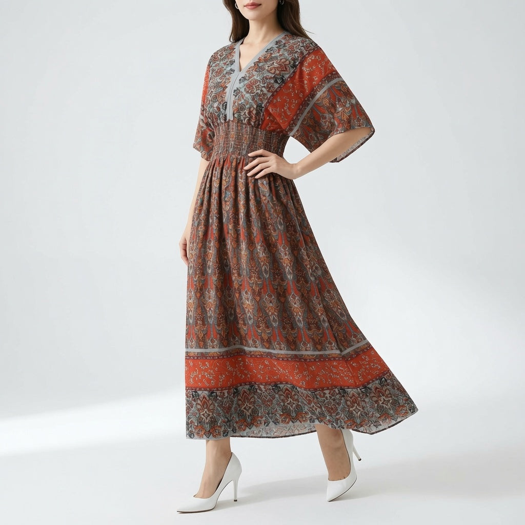 Bohemian Ethnic Print Elegant Maxi Dress