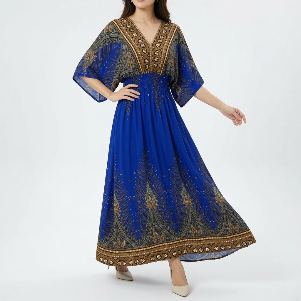 Bohemian Ethnic Print Elegant Maxi Dress