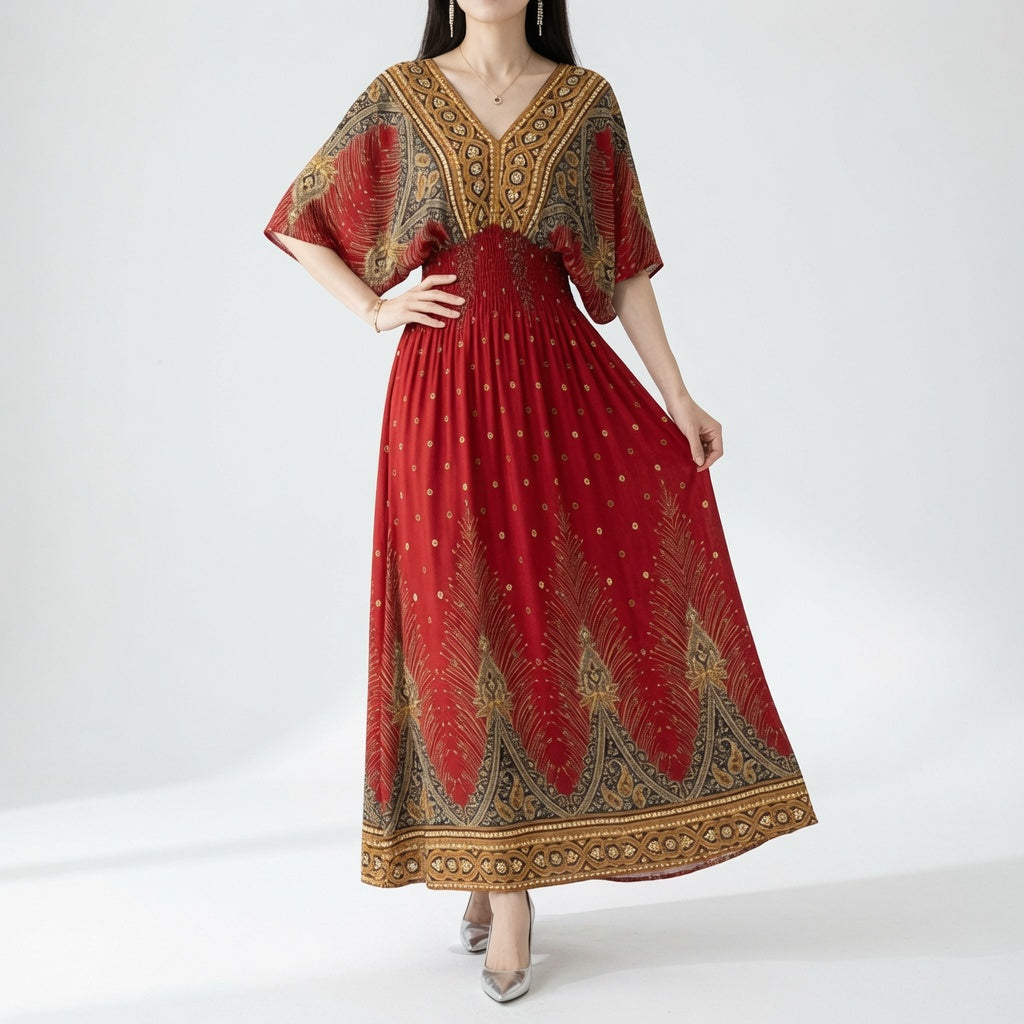 Bohemian Ethnic Print Elegant Maxi Dress