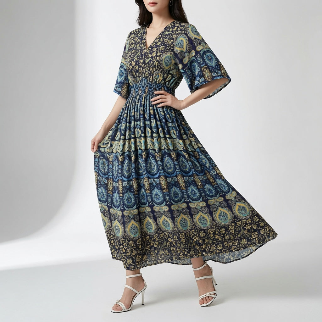 Bohemian Ethnic Print Elegant Maxi Dress