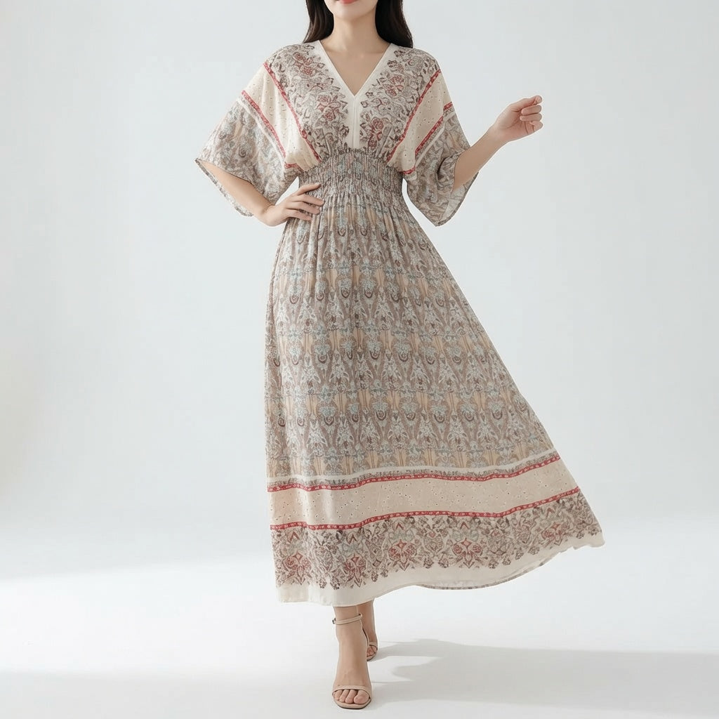 Bohemian Ethnic Print Elegant Maxi Dress