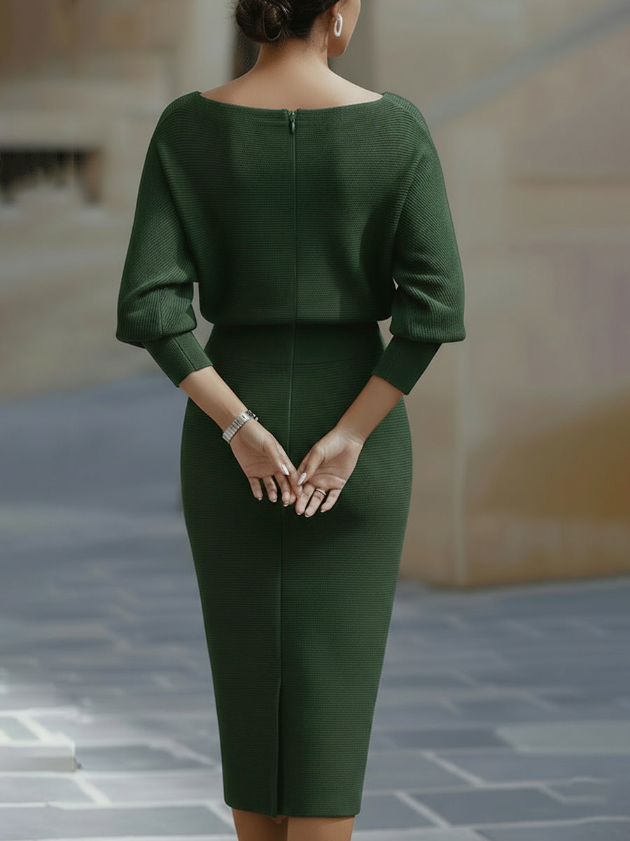 Elegant Timeless Draped Midi Dress