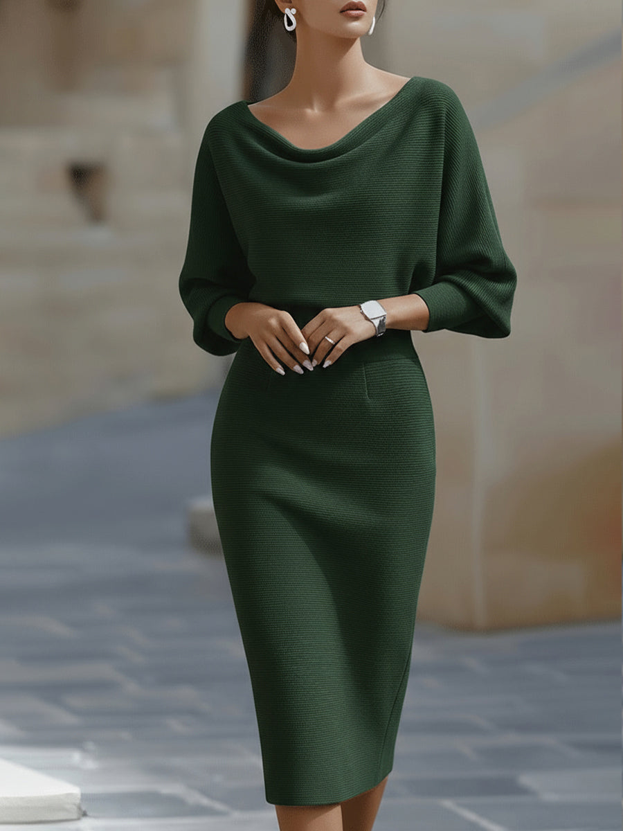 Elegant Timeless Draped Midi Dress