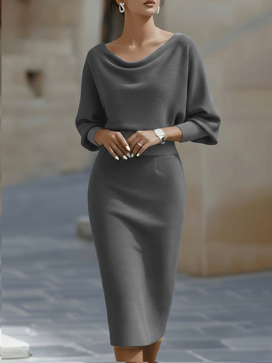 Elegant Timeless Draped Midi Dress