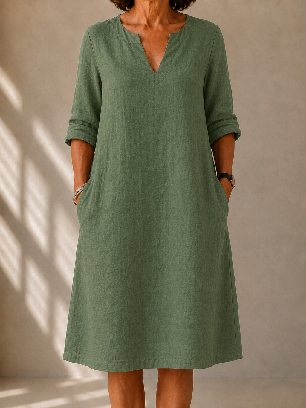A Line Dress with Side Pockets