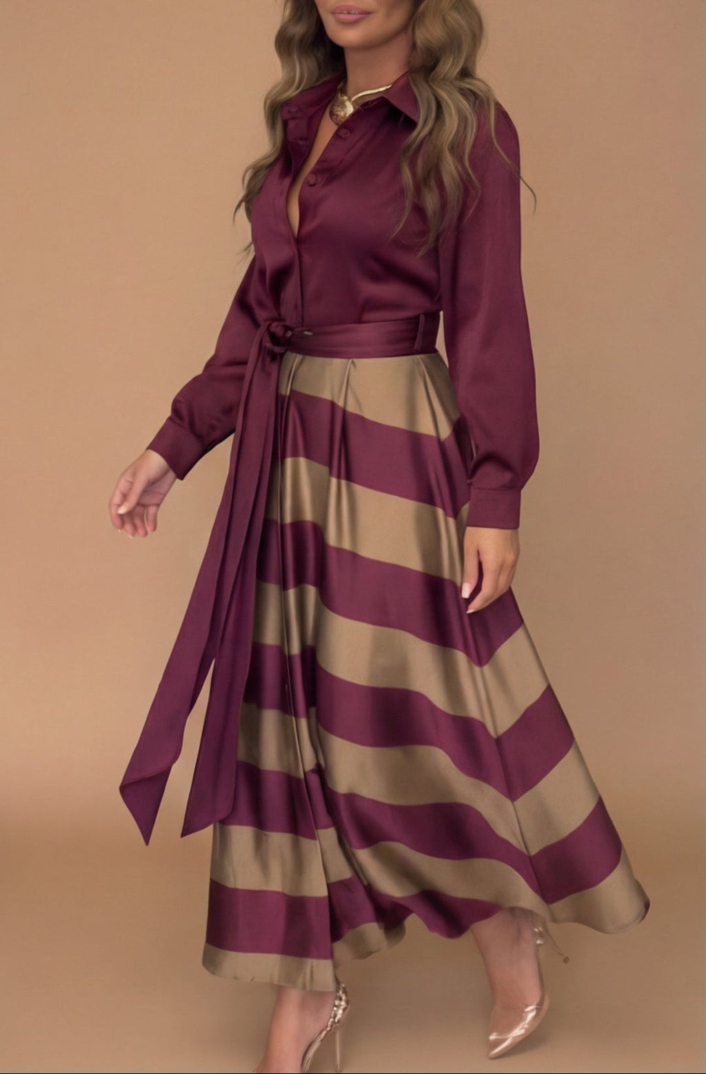 Striped Maxi Dress with Lace