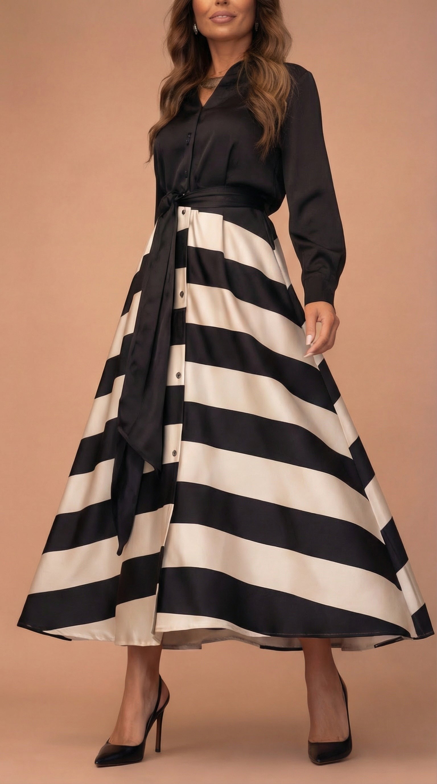 Striped Maxi Dress with Lace