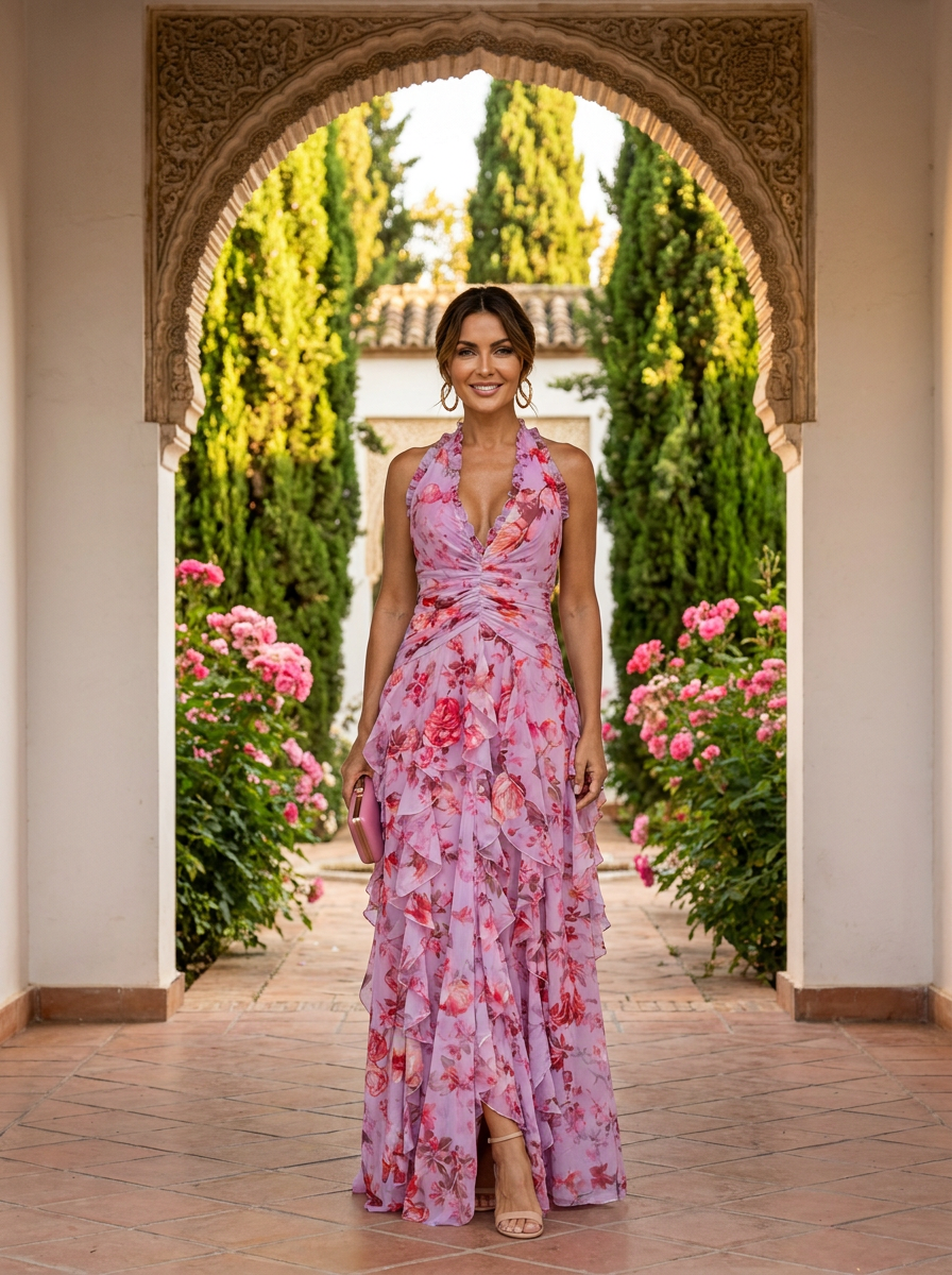 Elegant Halter Neck Maxi Dress