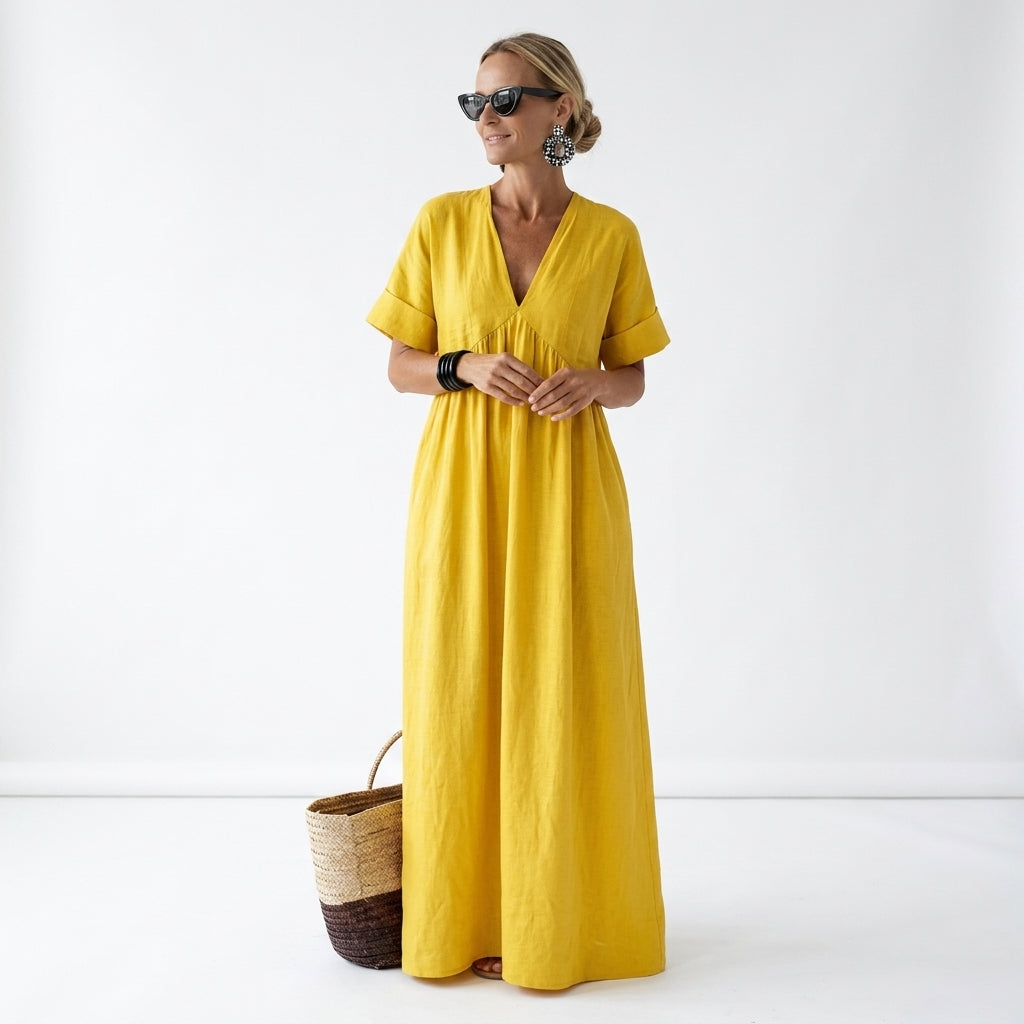 Vibrant Flowy Mediterranean Maxi Dress