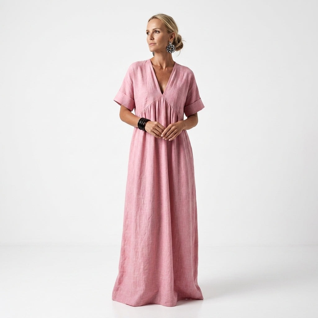 Vibrant Flowy Mediterranean Maxi Dress