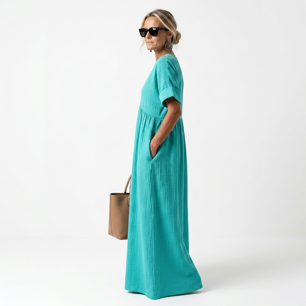 Vibrant Flowy Mediterranean Maxi Dress