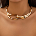 Gold Textured Chain Choker Necklace