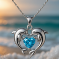 Eternal Silver Double Dolphin Opal Necklace