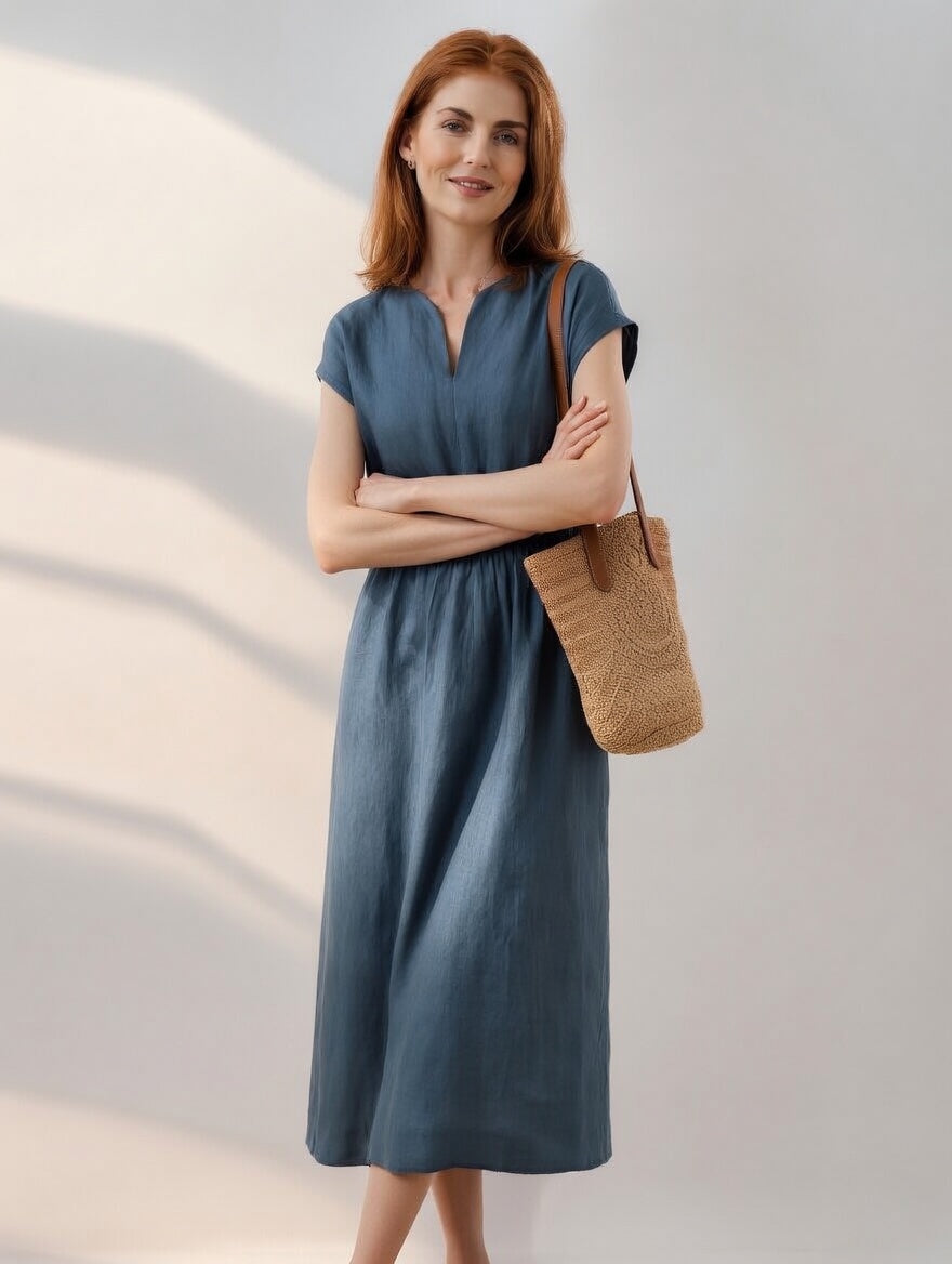 Flowy Elegant Linen Blend Dress