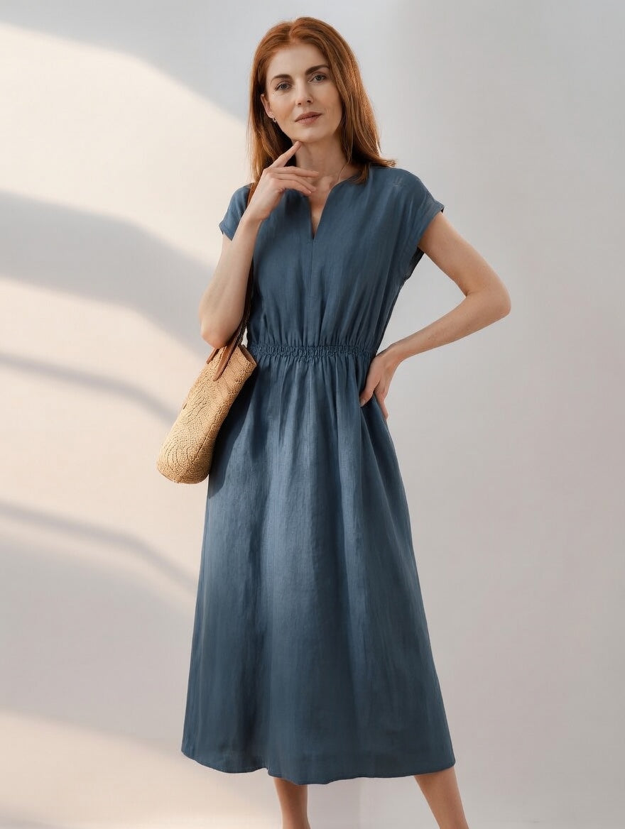 Flowy Elegant Linen Blend Dress