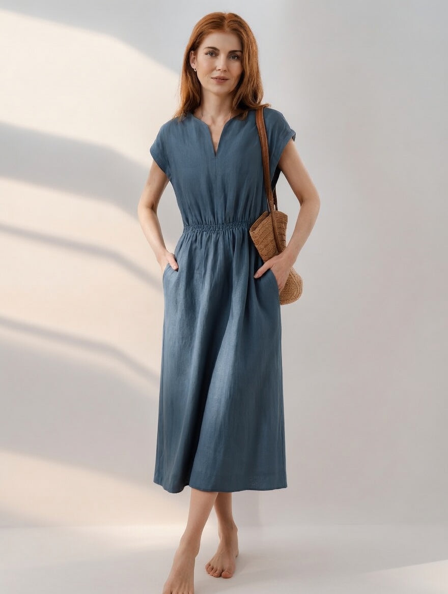 Flowy Elegant Linen Blend Dress