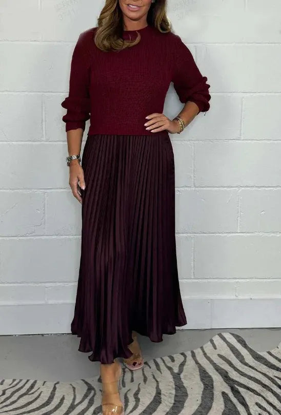 Pleated Sweater Dress Elegance and Comfort