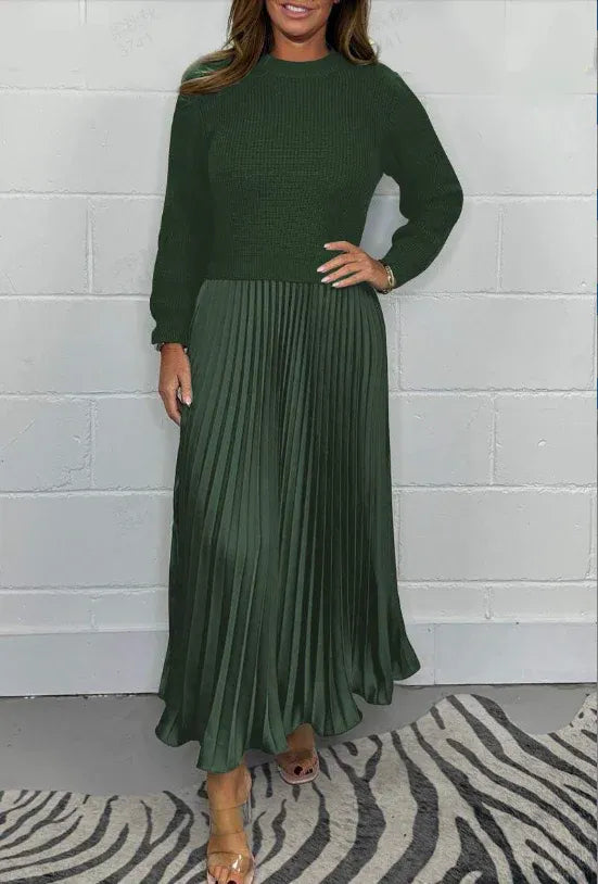 Pleated Sweater Dress Elegance and Comfort