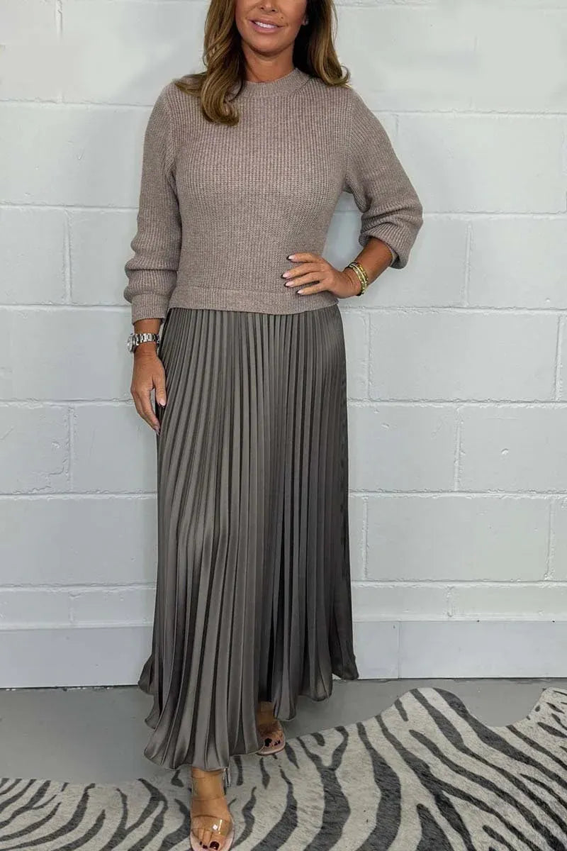 Pleated Sweater Dress Elegance and Comfort