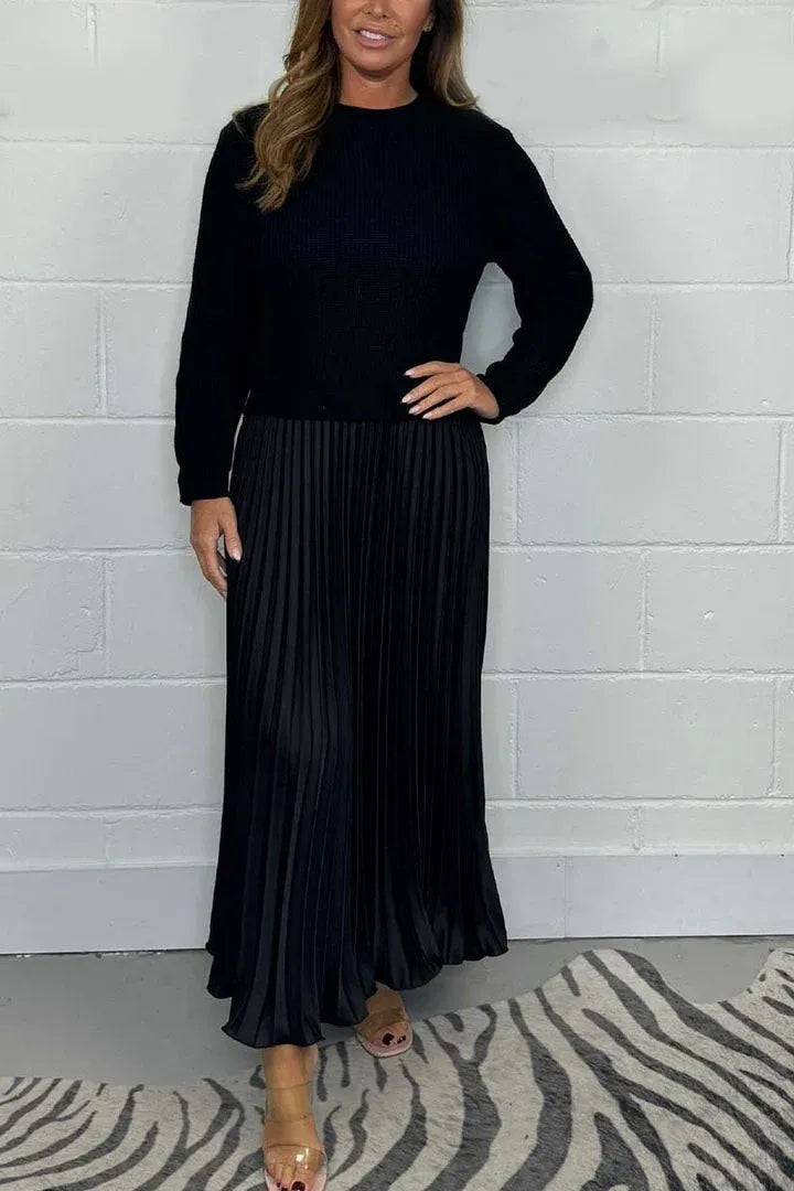 Pleated Sweater Dress Elegance and Comfort