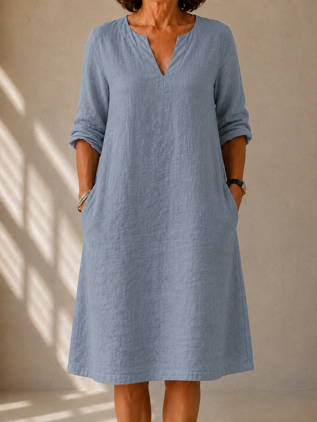 Soft Dress with Tunisian Collar