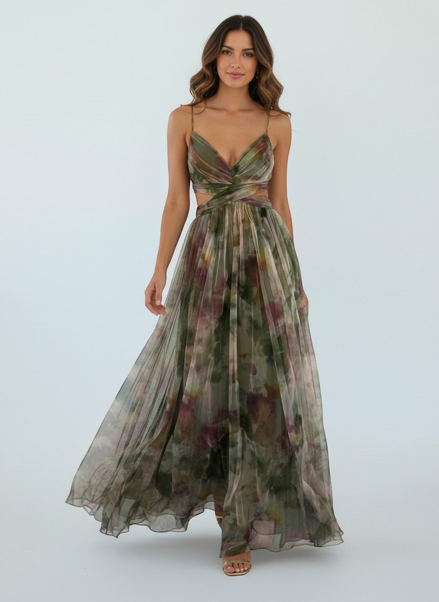 Artistic Maxi Dress with Flowy Effect