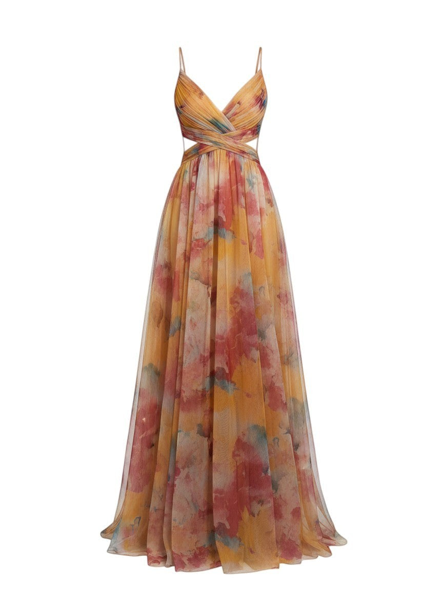 Artistic Maxi Dress with Flowy Effect
