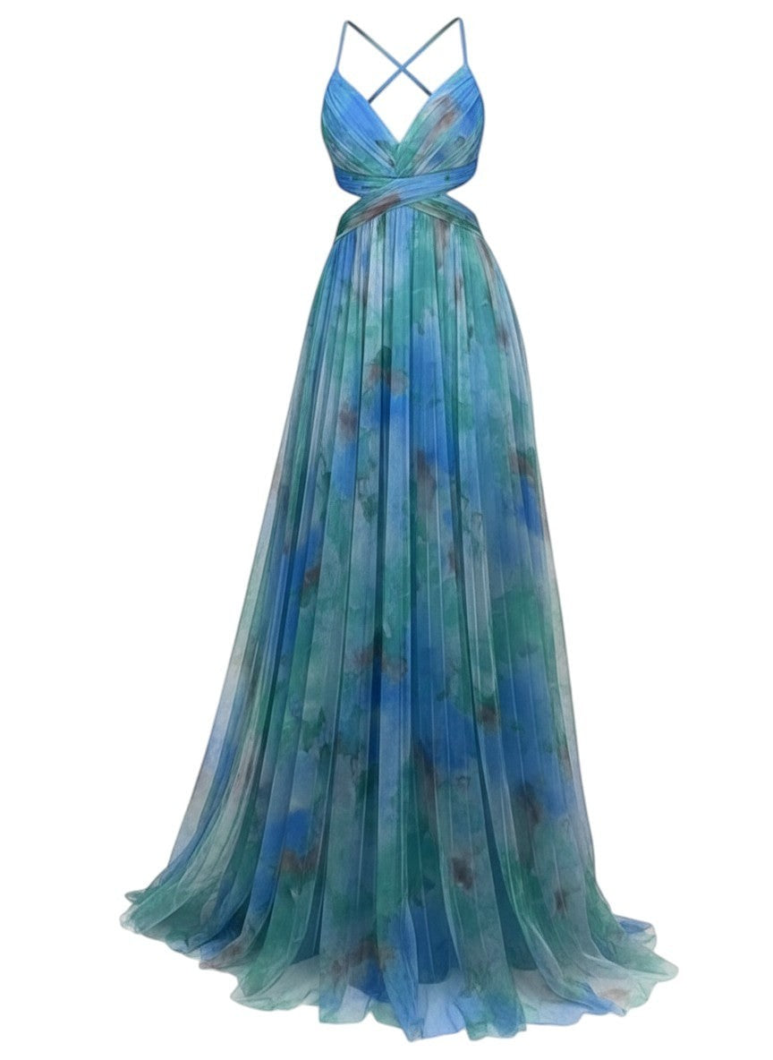 Artistic Maxi Dress with Flowy Effect