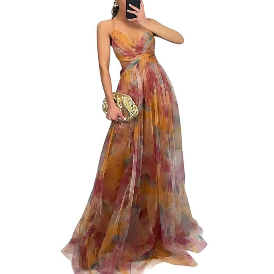 Artistic Maxi Dress with Flowy Effect
