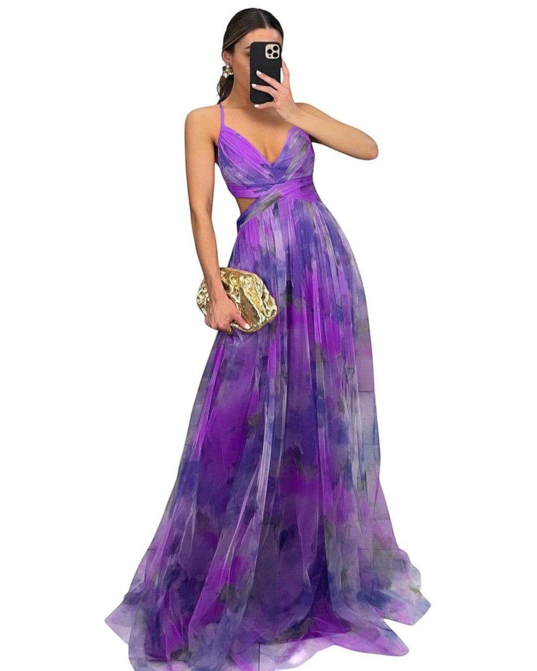 Artistic Maxi Dress with Flowy Effect