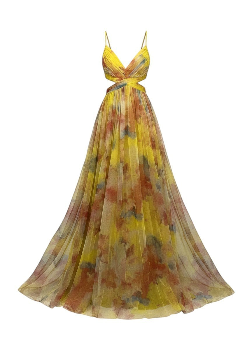 Artistic Maxi Dress with Flowy Effect