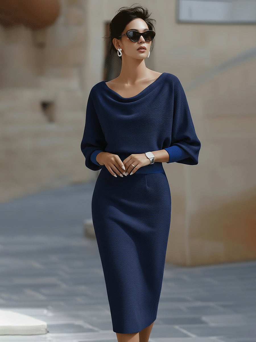 Elegant Timeless Draped Midi Dress