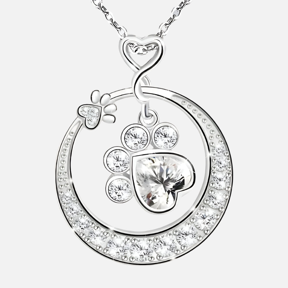 Delicate Silver Paw Necklace with Zirconia
