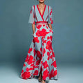 Elegant Flowy V Neck Dress