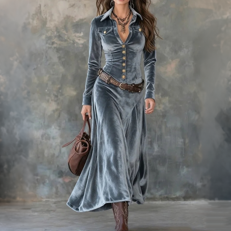 Elegant Dress with Velvet Touch