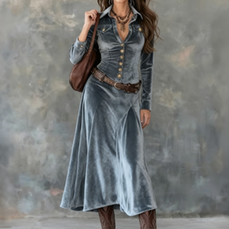 Elegant Dress with Velvet Touch
