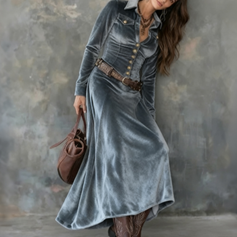 Elegant Dress with Velvet Touch