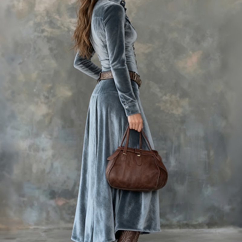 Elegant Dress with Velvet Touch