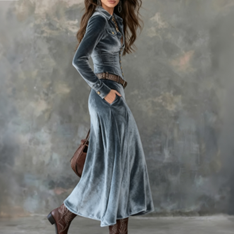 Elegant Dress with Velvet Touch
