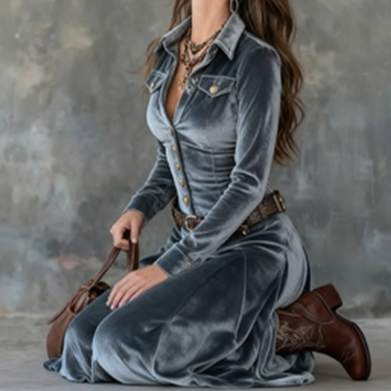 Elegant Dress with Velvet Touch