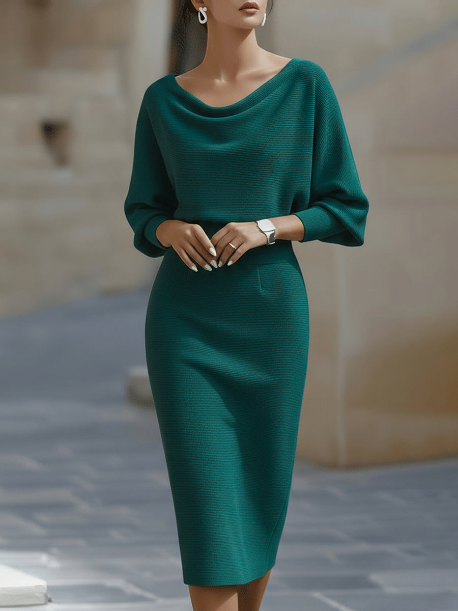 Elegant Timeless Draped Midi Dress