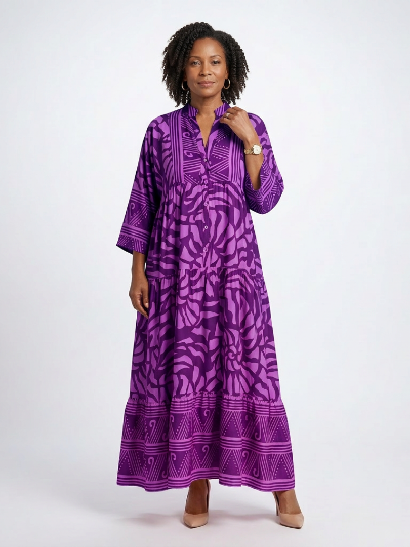 Button Front Midi Dress